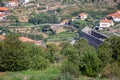 Aerial view at the Tarouca northern Portuguese village, with historic building in ruins of convent of St. Joao of Tarouca