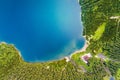 Aerial view of Tatra Mountains lake. Royalty Free Stock Photo