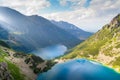 Aerial view of Tatra Mountains lake. Royalty Free Stock Photo