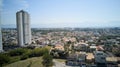 Aerial view of Taubate, with the mantiqueira mountain range in the background, on a sunny afternoon in winter Royalty Free Stock Photo