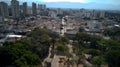 Aerial view of Taubate from Santa Terezinha square, with the mantiqueira mountain range in the background, on a sunny Royalty Free Stock Photo