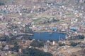 Aerial view of Taudaha Lake on the outskirts of Kathmandu, Nepal. Royalty Free Stock Photo