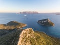 Aerial view of Tavolara Island from golfo aranci capo figari Royalty Free Stock Photo