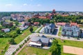 Aerial view of Tczew city over Wisla river in Poland
