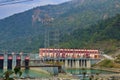 Aerial view of Teesta hydro electric power plant, combined cycle power plant electricity generating station industry