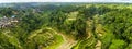 Aerial View of Tegallalang Bali Rice Terraces. Panorama. Royalty Free Stock Photo