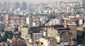 Aerial view of Tehran cityscape with multiple buildings in Iran