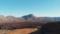 Aerial view - Teide National Park, desert, frozen lava and high mountains, the foot of the volcano