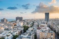 Aerial view of Tel Aviv City with modern skylines and luxury hotels near the Tel Aviv Port in the morning in Israel Royalty Free Stock Photo