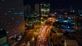 Aerial view on Tel-Aviv. Urban night city never stops. Luxury building and tall business towers Royalty Free Stock Photo