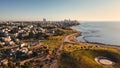 Aerial view on Tel-Aviv. Urban night city never stops. Luxury building and tall towers Royalty Free Stock Photo