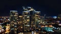 Aerial view on Tel-Aviv. Urban night city never stops. Luxury building and tall business towers Royalty Free Stock Photo