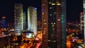 Aerial view on Tel-Aviv. Urban night city never stops. Luxury building and tall business towers Royalty Free Stock Photo