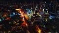 Aerial view on Tel-Aviv. Urban night city never stops. Luxury building and tall business towers Royalty Free Stock Photo