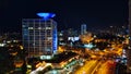 Aerial view on Tel-Aviv. Urban night city never stops. Luxury building and tall business towers Royalty Free Stock Photo