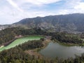 Aerial view of Telaga Warna lake in Dieng Wonosobo, Indonesia Royalty Free Stock Photo