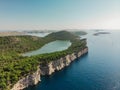 Aerial view of Telascica Nature Park and Mir salt lake, Croatia Royalty Free Stock Photo