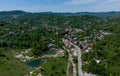 Aerial view of Telega city and the Salt Lakes in the Prahova Region