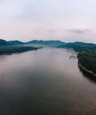 Aerial view on Teletskoye lake in Altai mountains