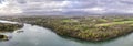 Aerial view of Telford`s Suspension Bridge Across The Menai Starights - Wales, UK Royalty Free Stock Photo