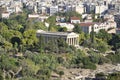 Aerial view with Temple of Hephaistos from Athens in Greece