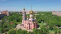 Aerial view of temple of St. George in Odintsovo