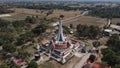 Aerial view temple Thai landmark beautiful large modern design