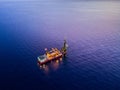 Aerial View of Tender Drilling Oil Rig Barge Oil Rig Royalty Free Stock Photo