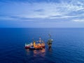 Aerial View of Tender Drilling Oil Rig Barge Oil Rig