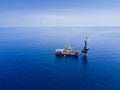 Aerial View of Tender Drilling Oil Rig Barge Oil Rig Royalty Free Stock Photo