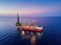 Aerial View of Tender Drilling Oil Rig Barge Oil Rig Royalty Free Stock Photo