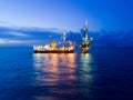 Aerial View of Tender Drilling Oil Rig Barge Oil Rig Royalty Free Stock Photo