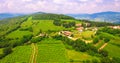 Aerial view of Tenuta Coffele, an old farmhouse in the hills around Soave, Italy.