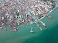 Aerial view Terminal ferry at Penang Island.