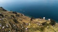 Aerial view on terraced slopes of Taquile island on Titicaca Lake Royalty Free Stock Photo