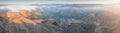 Aerial view of the terraced vineyards in romantic sunset in the Douro Valley Royalty Free Stock Photo