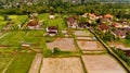 Aerial view terraces filled with water and ready for planting rice.