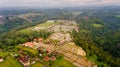 Aerial view terraces filled with water and ready for planting rice.