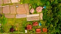 Aerial view terraces filled with water and ready for planting rice.