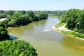 Aerial view of the Thames River in London, Ontario, Canada