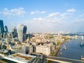 Aerial view of the Thames Shard and Tower Bridge in the city of London Royalty Free Stock Photo