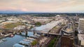 Aerial View Thea Foss Waterway Tacoma Washington Mt Rainier Visible Royalty Free Stock Photo