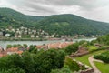 Aerial view on the Theodor Heuss Bridge and river Neckar, Heidelberg Royalty Free Stock Photo