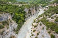 Aerial view of thermal springs in Canyon Langarica in Albania, Europe, Summer 2022
