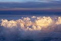 Aerial view of thick clouds over the land, the landscape. Royalty Free Stock Photo