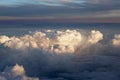 Aerial view of thick clouds over the land, the landscape. Royalty Free Stock Photo