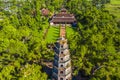 Aerial view of The Thien Mu Pagoda. It is one of the ancient pagoda in Hue city. It is located on the banks of the Perfume River Royalty Free Stock Photo