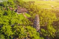 Aerial view of The Thien Mu Pagoda. It is one of the ancient pagoda in Hue city. It is located on the banks of the Perfume River Royalty Free Stock Photo