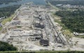 Aerial view of the Third Set of Locks construction site, Panama Canal Royalty Free Stock Photo