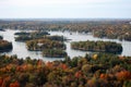 Aerial view of Thousand Islands in fall, New York, USA Royalty Free Stock Photo